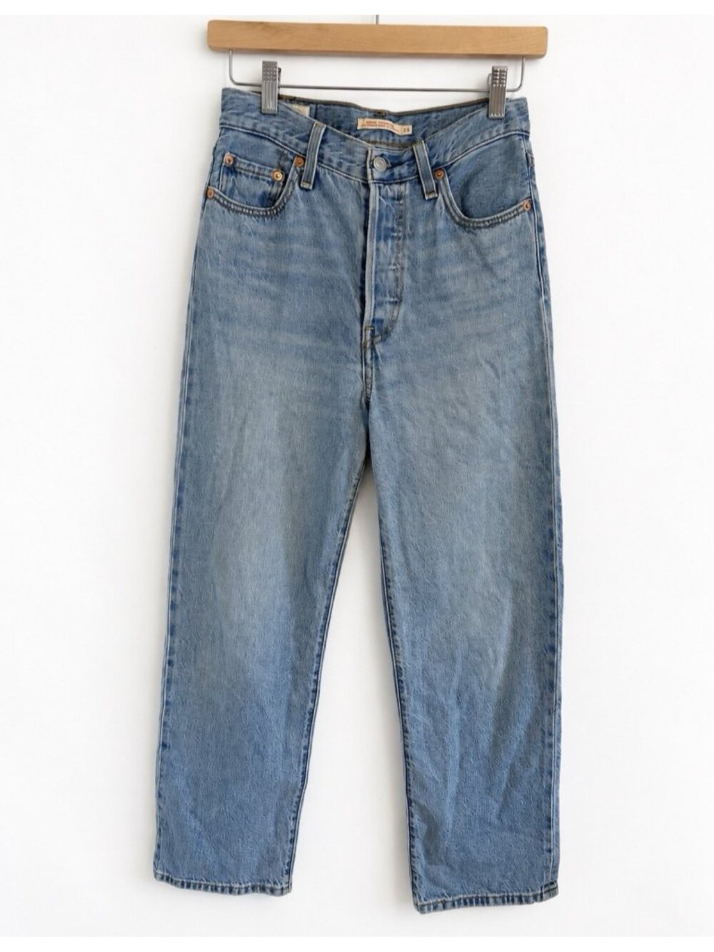 Levi’s Ribcage Straight Ankle Jeans High Rise Button Fly Blue Women’s W25 L27
